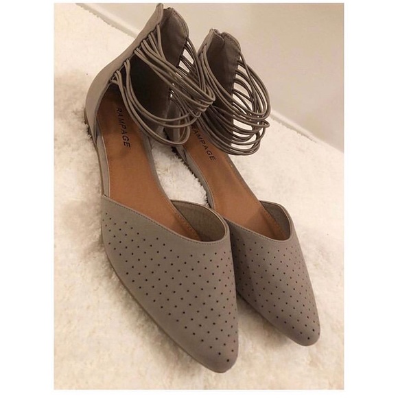 Taupe Flat Zip Up At The Heel Shoes - Picture 4 of 4